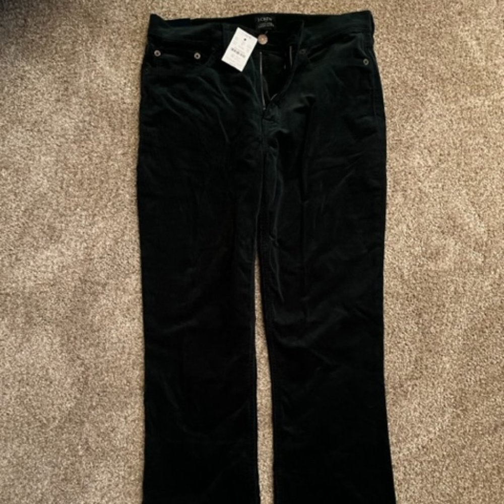 NWT J CREW dark green high-rise flare crop corduroy pant